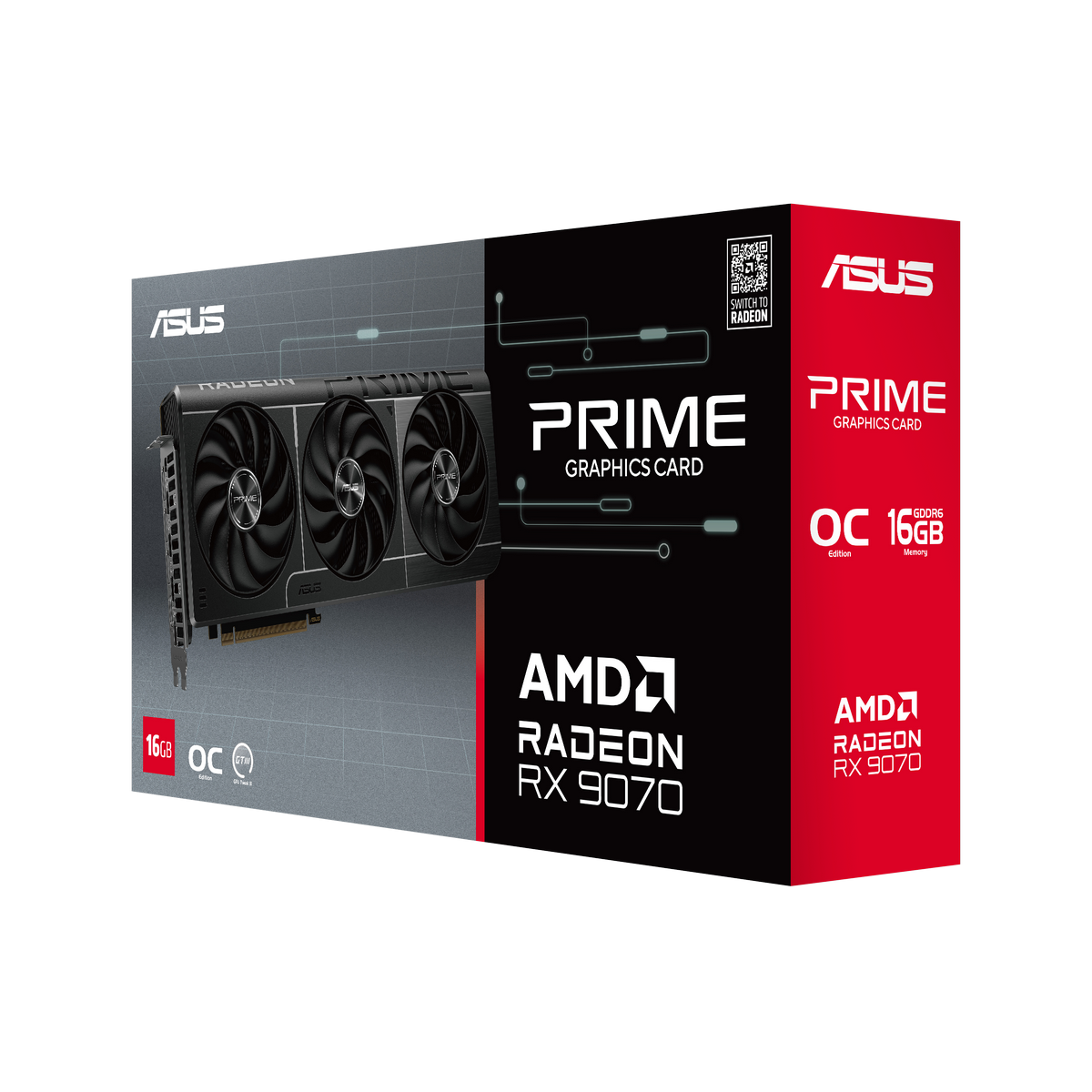 Видеокарта Asus PCI-E 5.0 PRIME-RX9070-O16G AMD Radeon RX 9070 16Gb 256bit GDDR6 2120/20000 HDMIx1 D