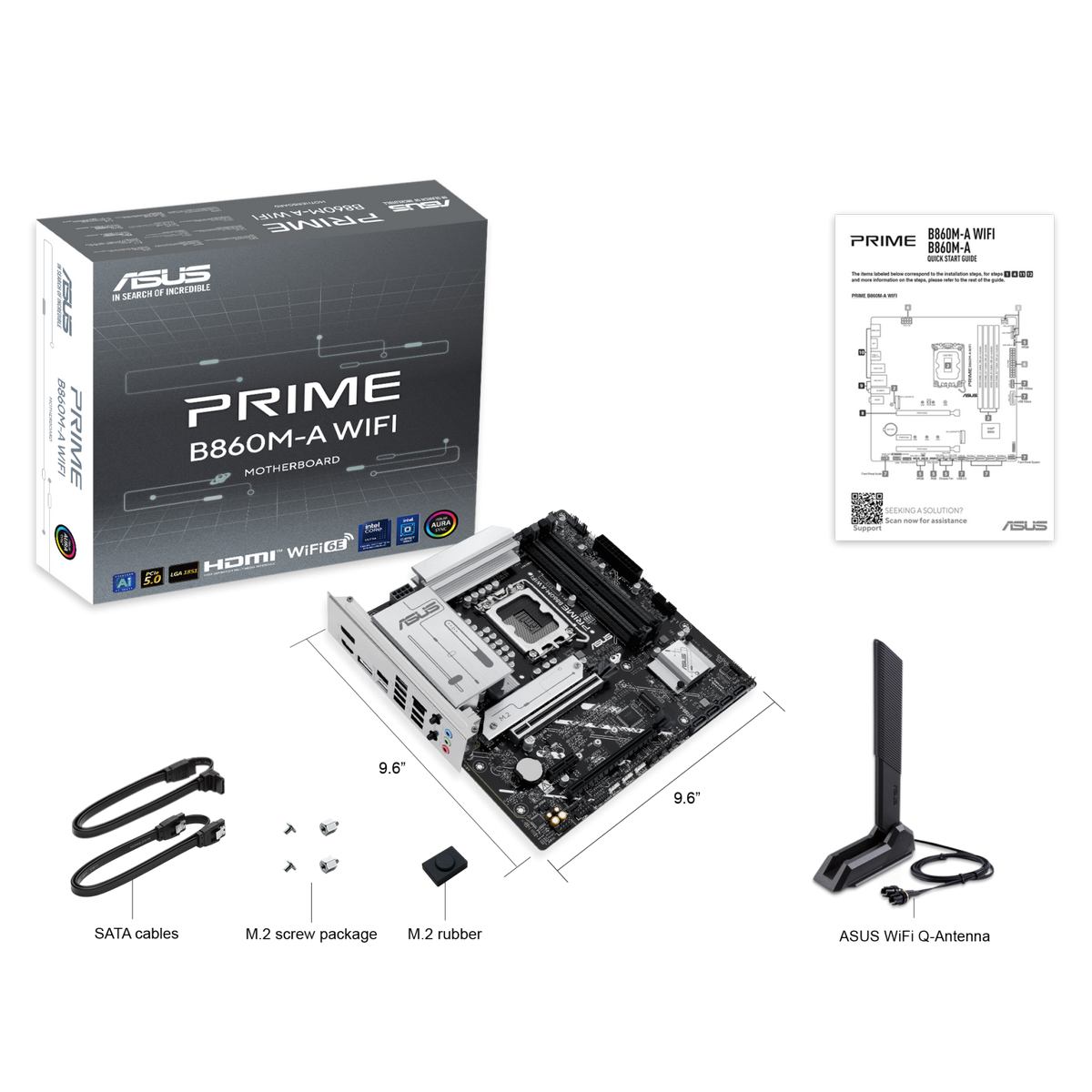 Материнская плата ASUS PRIME B860M-A WIFI LGA1851 mATX 4xDDR5 2xPCIEx16 PCIEx1 2xM.2 USB-C 2xDP HDMI