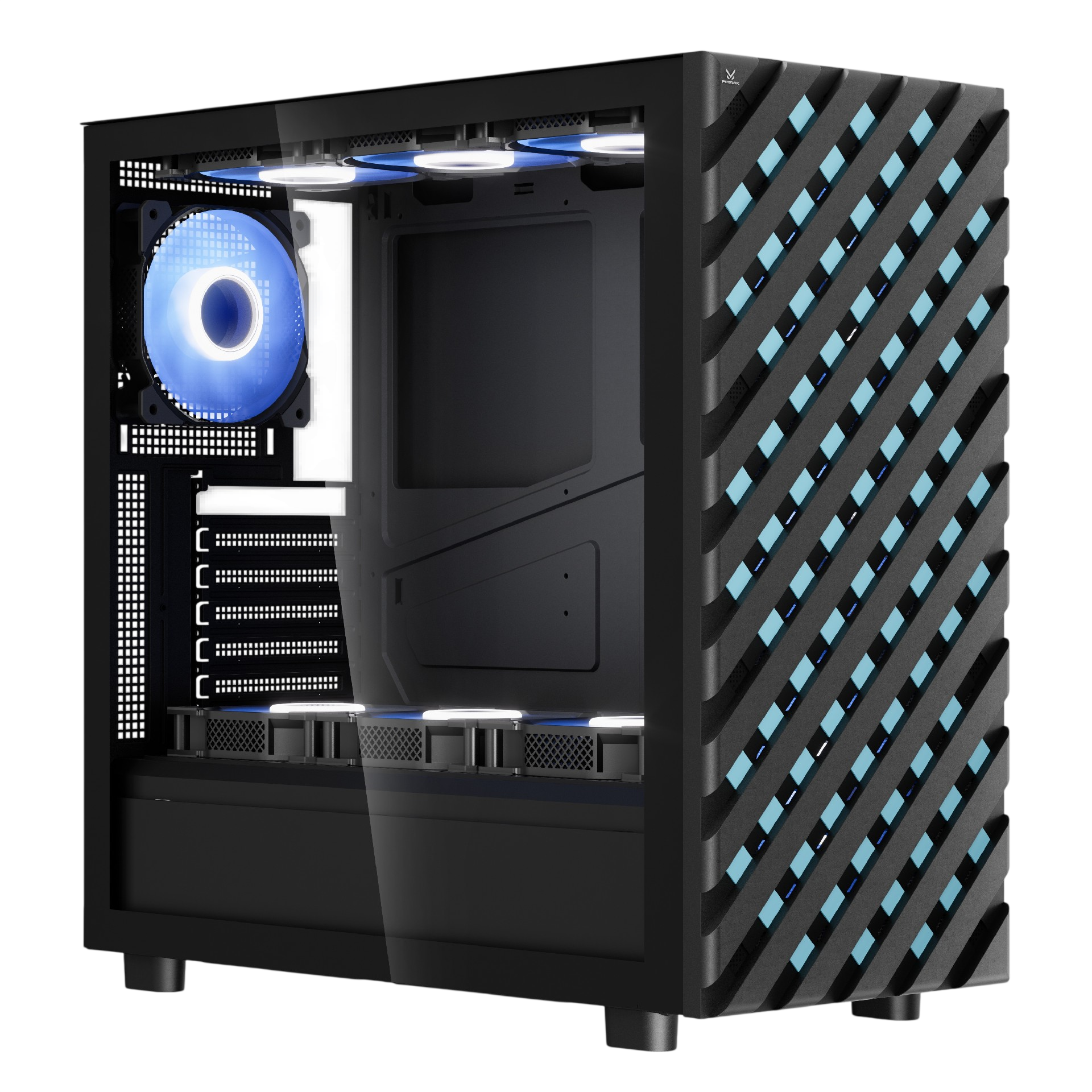 Корпус без блока питания/ Case FPMAX Air Cube G5 BK, Midi-Tower, TG, 4x120mm ARGB, 1xUSB-A 3.0 + 1xUSB 1.0 + 1xUSB Type-C, ATX, mATX, mITX Black