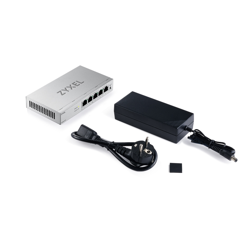 Коммутатор Web Smart L2 коммутатор Zyxel GS1200-5HPv3, 5xGE (4xPoE+), бюджет PoE 68 Вт, настольный, 