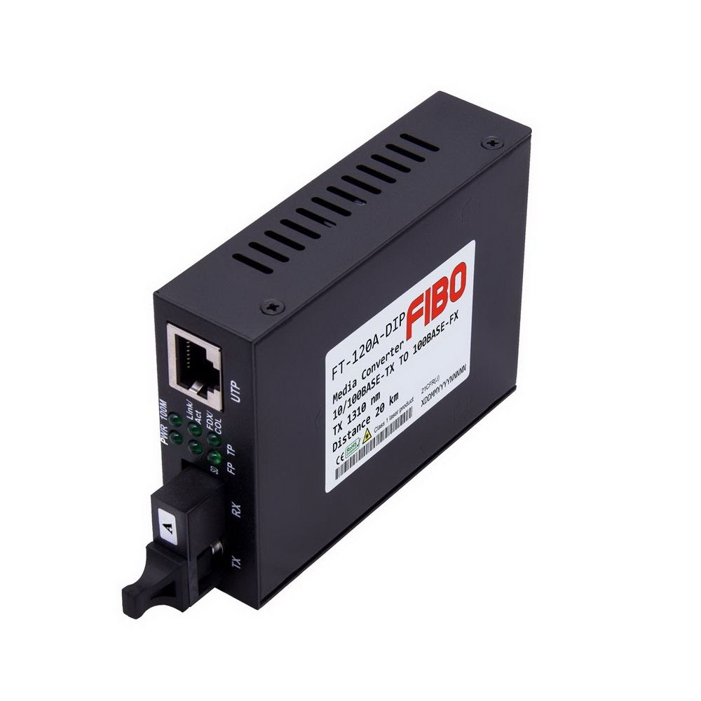 Медиаконвертер FIBO FT-120A-Dip |FT-120A-Dip| WDM 10/100Base-TX/100Base-FX, TX 1310 нм /RX 1550 нм,
