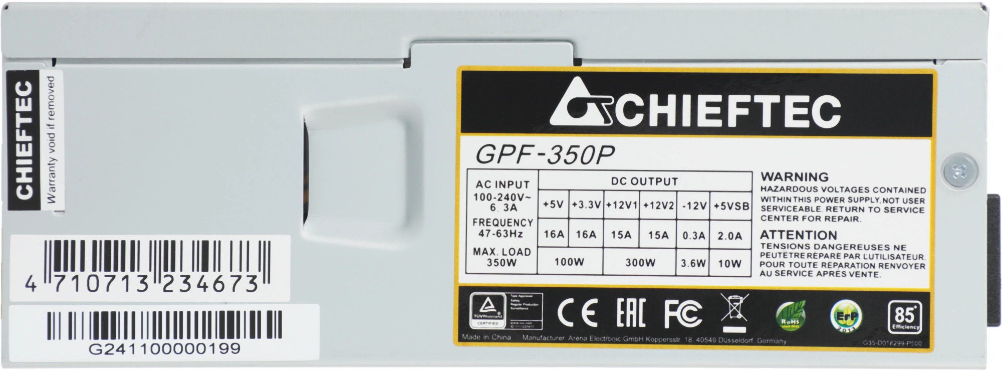 Блок питания Chieftec TFX 350W SMART GPF-350P 80+ bronze (20+4pin) APFC 80mm fan 2xSATA