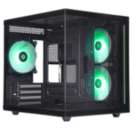 Корпус MINITOWER NovaCube Micro-ATX Mini-ITX W/O PSU 3x12cm ARGB Fan 2хUSB1.1+3.0 3.5jack черный c окном 25103 DEFENDER