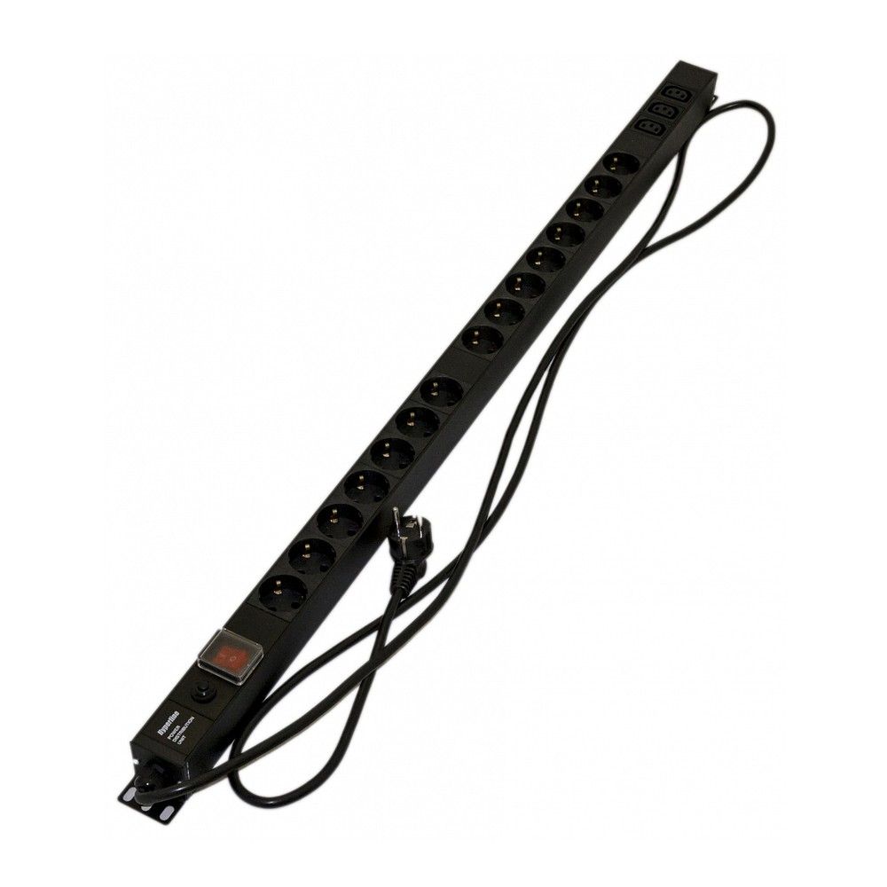 Сетевой фильтр Hyperline Hyperline SHE-15SH-3IEC-SF-2.5EU Блок розеток, вертикальный, 15 розеток Sch