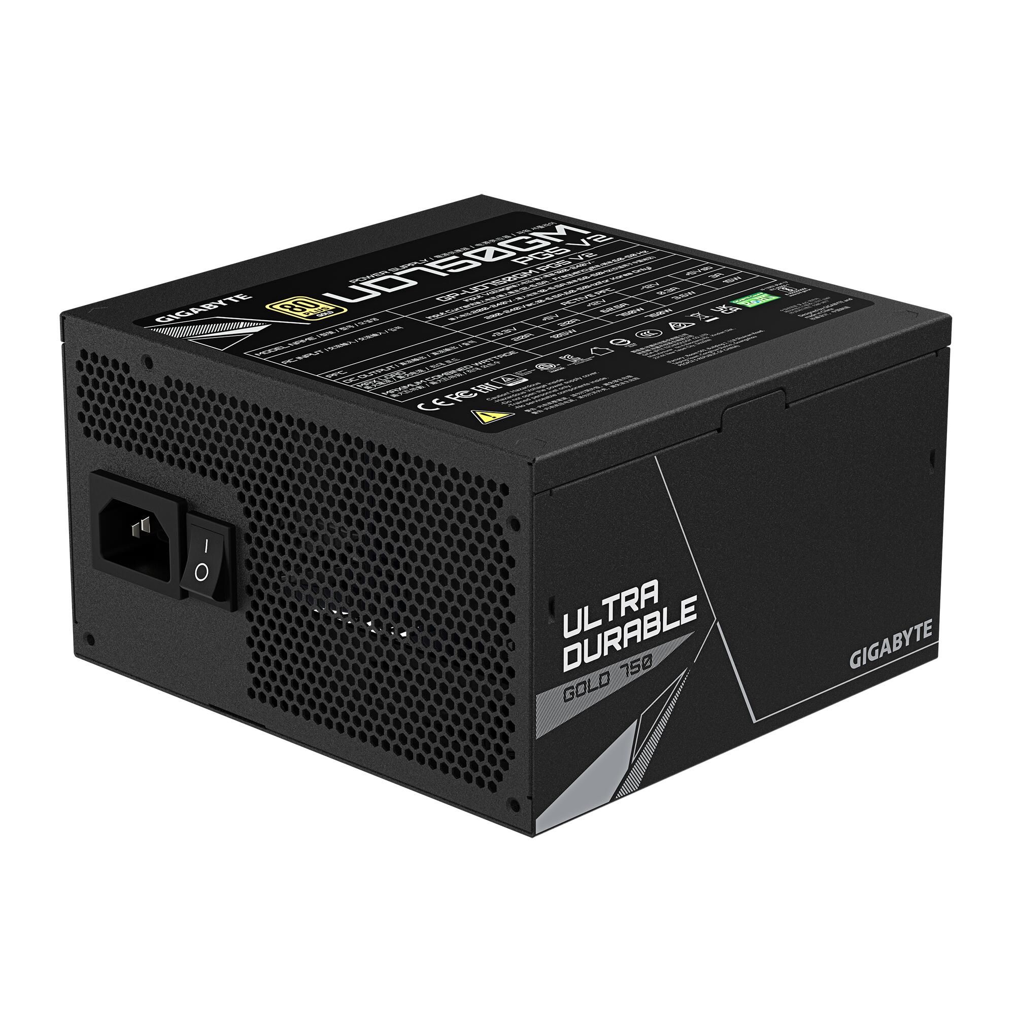 Блок питания Gigabyte ATX 750W GP-UD750GM PG5 80+ gold (20+4pin) APFC 120mm fan 8xSATA Cab Manag RTL