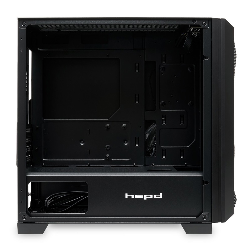 Корпус HSPD M340, Mesh Mid Tower, Black, TG, 0.5 SPCC, no fans, mATX, mITX, 165/350/200mm, 2x2.5", 2