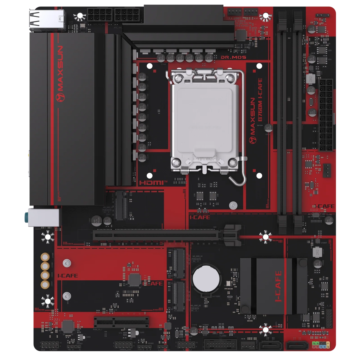 Материнская плата Maxsun MS-B760M I-CAFE B760, LGA1700, 2*DDR5, 1*PCIEx16, 1*PCIEx4, 3*M.2, 4*USB3.2
