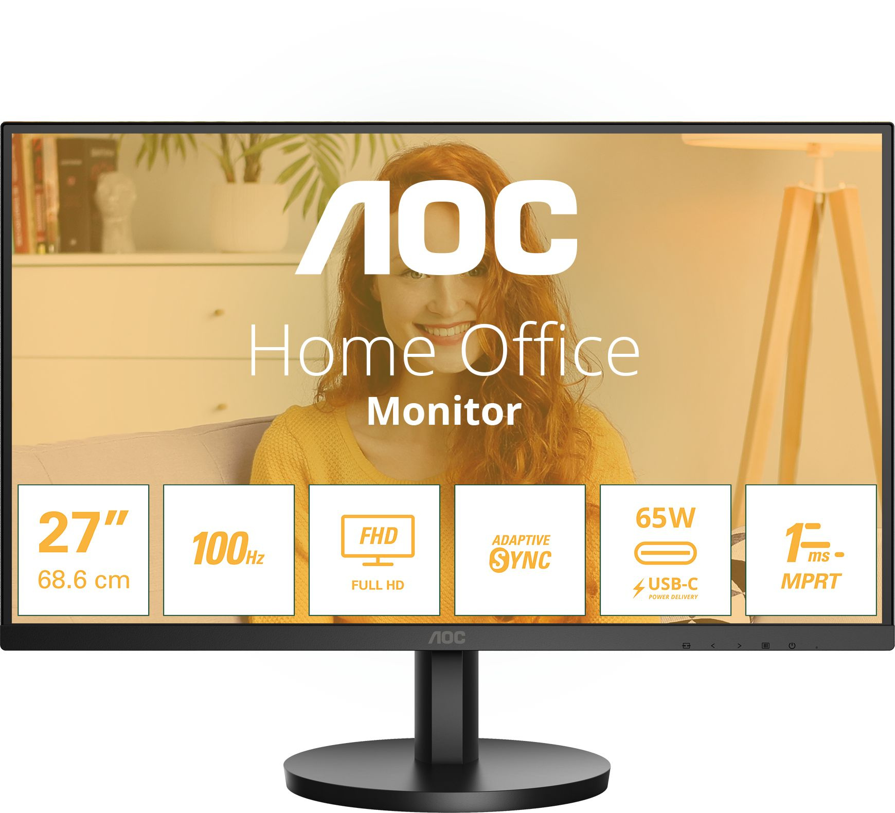 Монитор AOC 27" Basic-Line 27B3CA2 черный IPS LED 1ms 16:9 HDMI M/M матовая 250cd 178гр/178гр 1920x1
