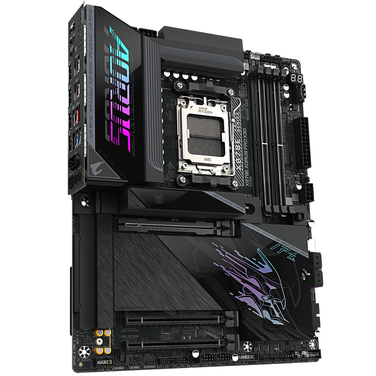 Материнская плата Gigabyte X870E AORUS PRO X3D X870E, AM5, 4*DDR5, 3*PCIEx16, 4*M.2, 2*TypeC, 5*USB3