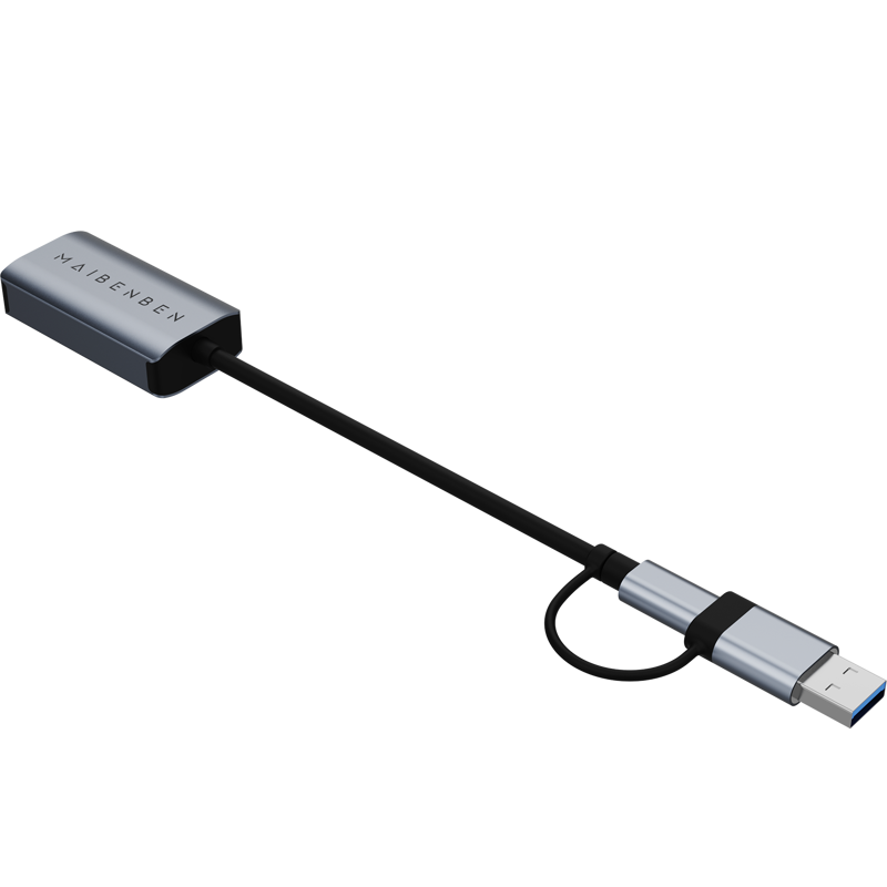 Переходник Maibenben Adapter USB-C/USB-A to RJ45 LAN 1000M