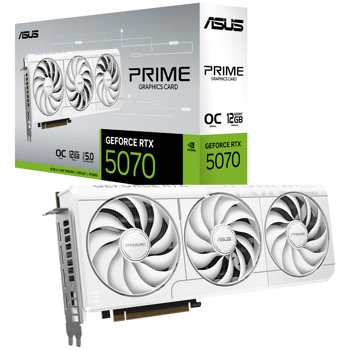 Видеокарта Asus PCI-E 5.0 PRIME-RTX5070-O12G-WHITE NVIDIA GeForce RTX 5070 12Gb 192bit GDDR7 2557/28
