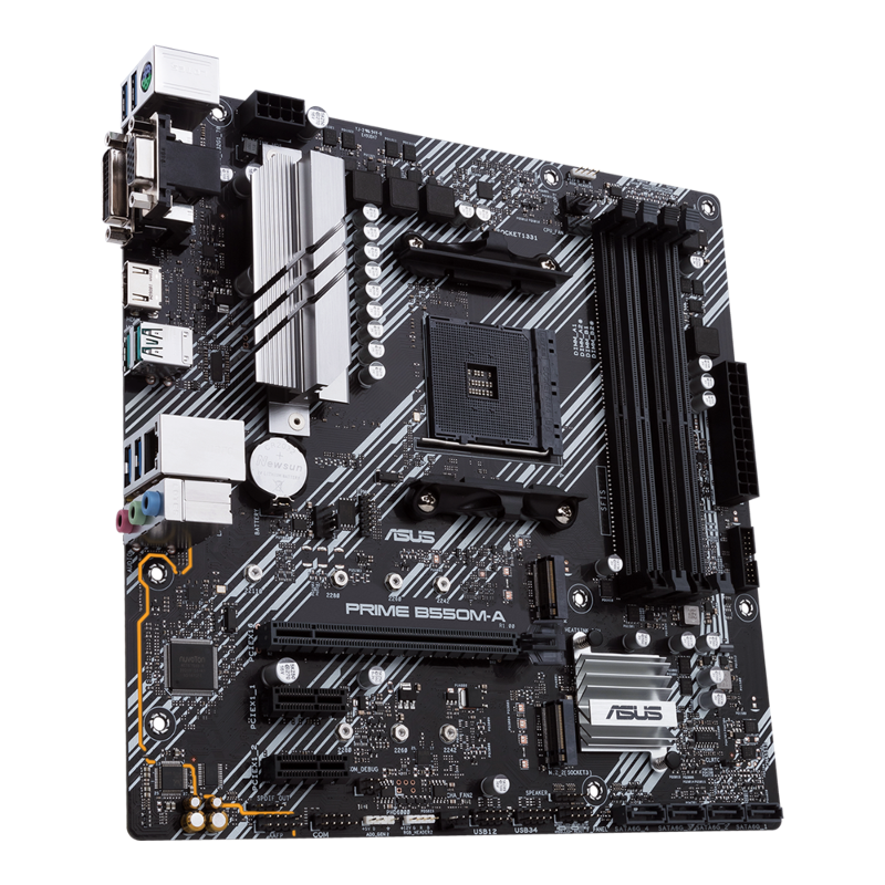Материнская плата ASUS PRIME B550M-A/CSM, Socket AM4, B550, 2*DDR4, D-Sub+DVI+HDMI, SATA3 + RAID, Au
