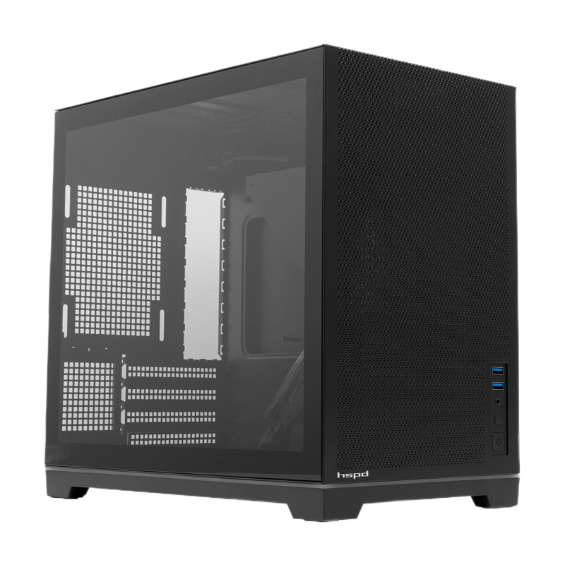 Корпус HSPD M211, Mesh Mini-tower, Black, TG, 0.7 SPCC, no fans,mATX, mITX, 175/330/150mm, 2x2.5", 1