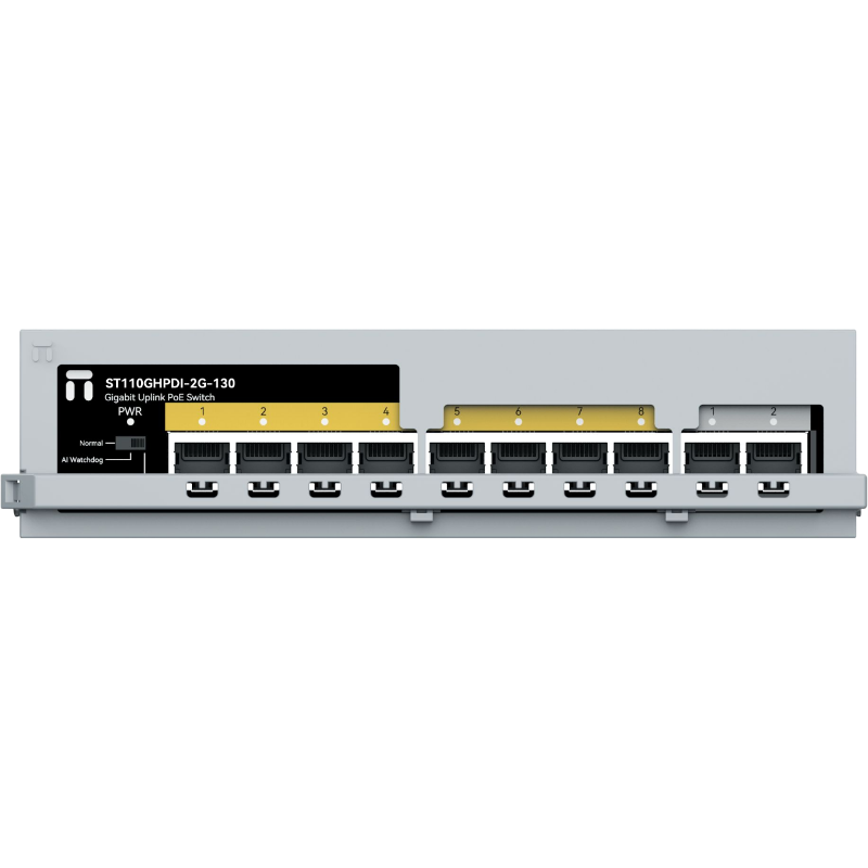Неуправляемый PoE коммутатор Fast Ethernet, 8 портов 100 Мбит/с PoE+, 2 Uplink порта 1000 Мбит/с RJ4