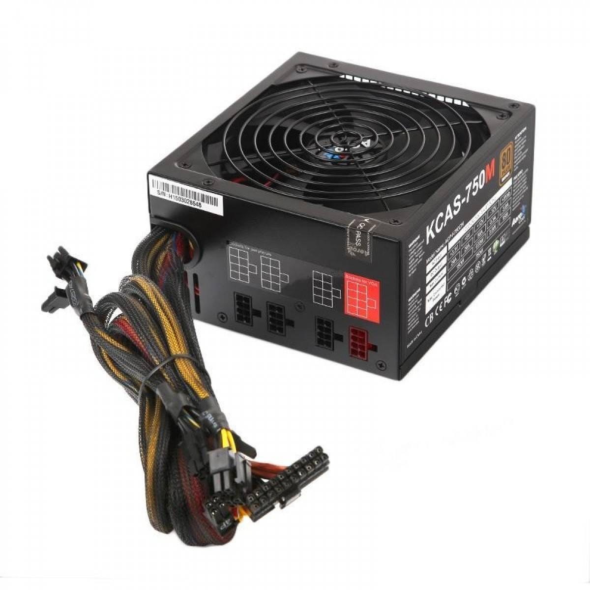 Блок питания AeroCool KCAS PLUS 750M - 750W, модульный , ATX v2.4 , APFC , Fan 14cm , 80+ Bronze , R