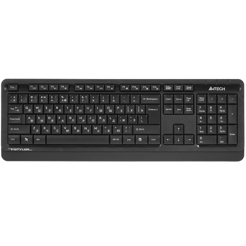 Клавиатура + мышь A4Tech Fstyler FG1012 клав:черный/серый мышь:черный USB беспроводная Multimedia (F