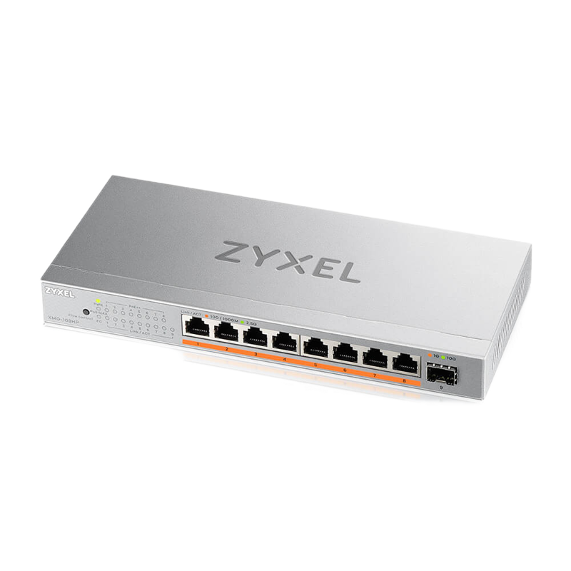 Коммутатор Zyxel XMG-108HP-EU0101F (L2) 8x2.5Гбит/с 1SFP+ 8PoE++ 100W неуправляемый