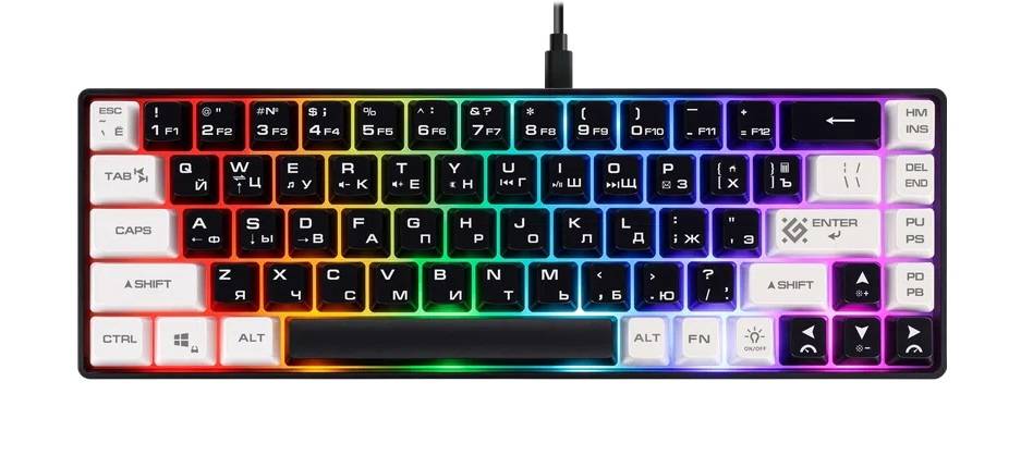 Defender Игровая клавиатура проводная Aris GK-349 RU,черн/бел,68кн+FN,радуж,1.5м
