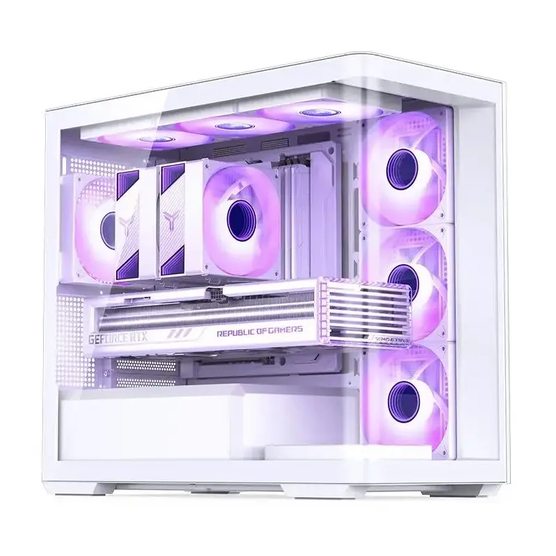 Корпус JONSBO D300, Mini-Tower, TG, no fan, 2xUSB-A 3.2 + 1xUSB-C 3.2, mATX, mITX White