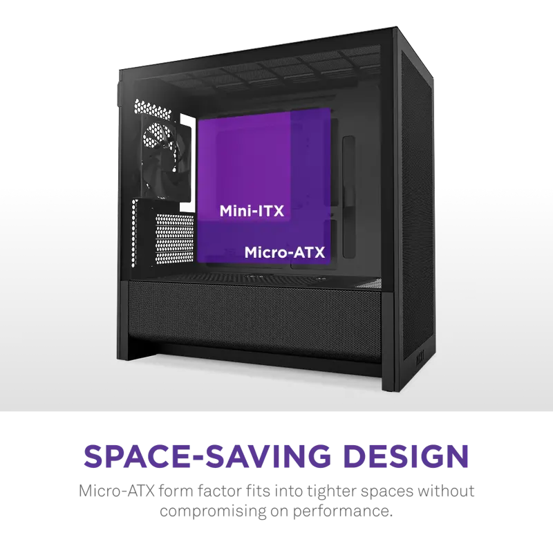Корпус NZXT H3 Flow (2025), Midi-Tower, TG, 1x120mm, 1xUSB-A 3.2 + 1xUSB-C 3.2, mATX, mITX Black