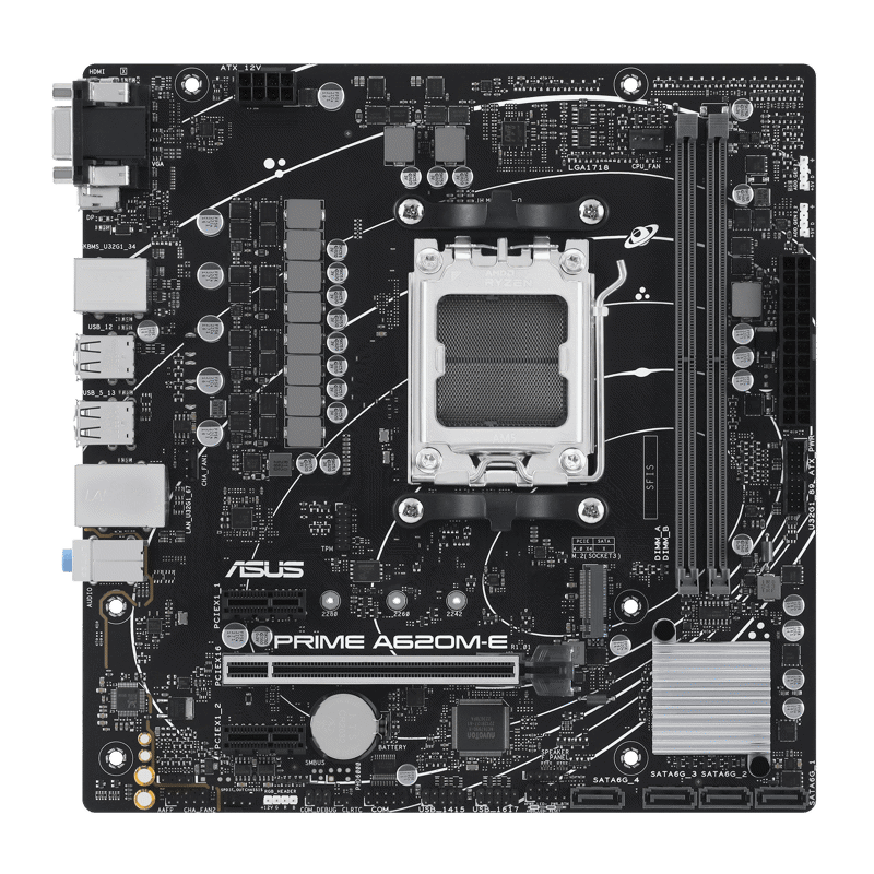 Материнская плата Asus PRIME A620M-E-CSM Socket AM5 AMD A620 2xDDR5 mATX AC`97 8ch(7.1) GbLAN RAID+V