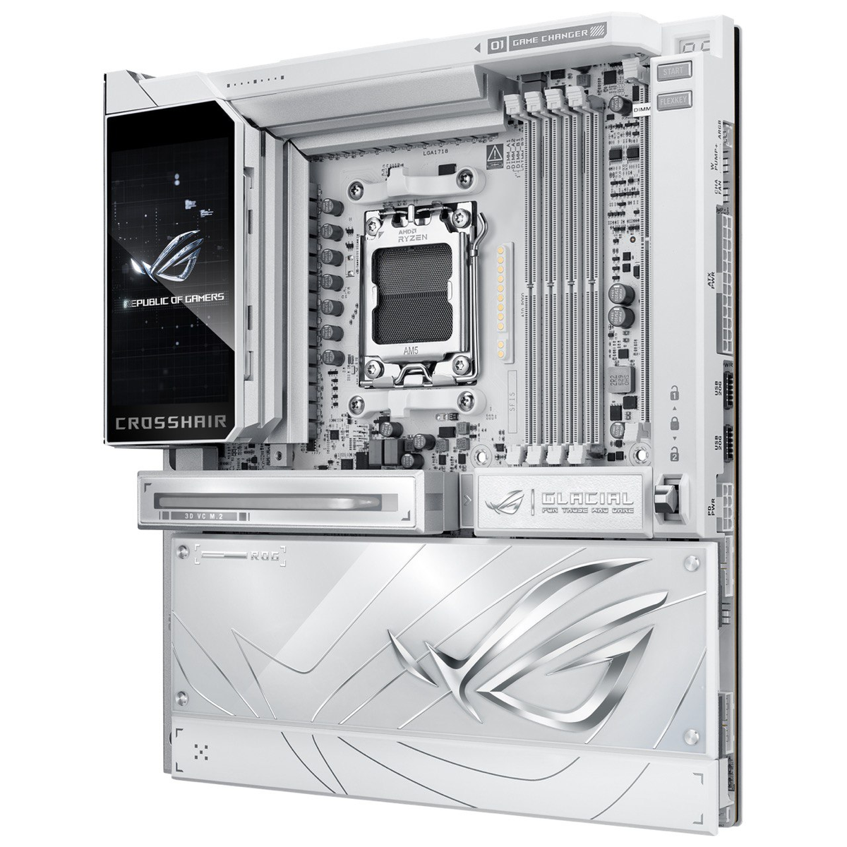 Материнская плата ASUS ROG CROSSHAIR X870E GLACIAL AM5 E-ATX 4xDDR5 2xPCIEx16 2xM.2 2xUSB-C 2x10GLAN