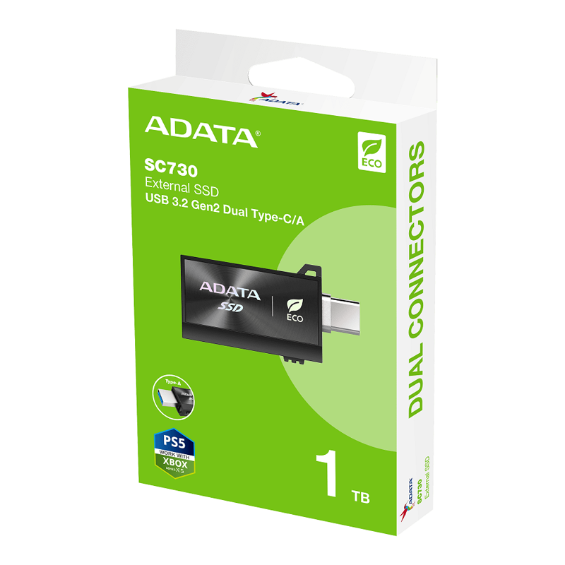 Накопитель SSD A-Data USB3.2 Gen2 1TB SC730-1T-CACTI SC730 черный