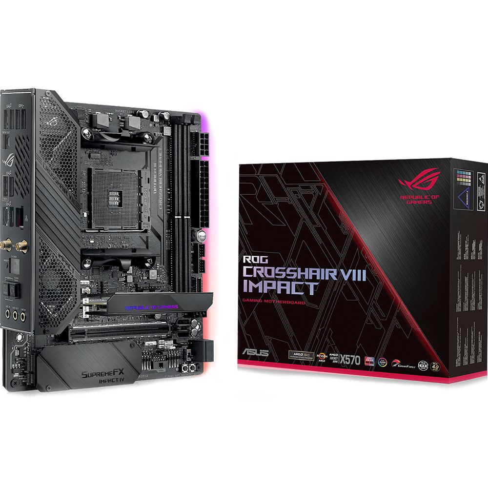 Материнская плата ASUS ROG CROSSHAIR VIII IMPACT X570 AM4 mini-DTX 2xDDR4 PCIEx16 2xM.2 GLAN WIFI RT