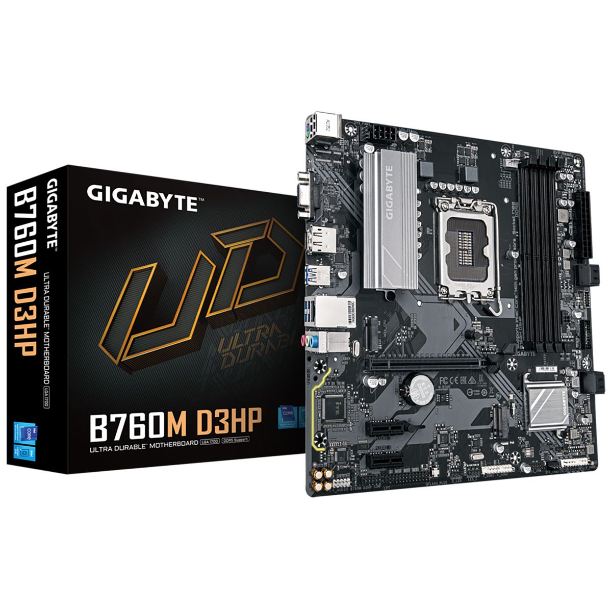 Материнская плата GIGABYTE B760M D3HP, LGA1700, B760, 4*DDR5, 4*SATA, 2*M.2, 3*USB 3.2, 2*USB 2.0, 1