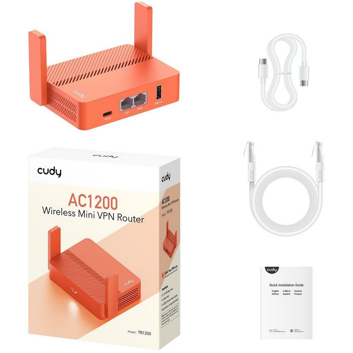 Роутер Cudy TR1200 AC1200 10/100/1000BASE-TX красный