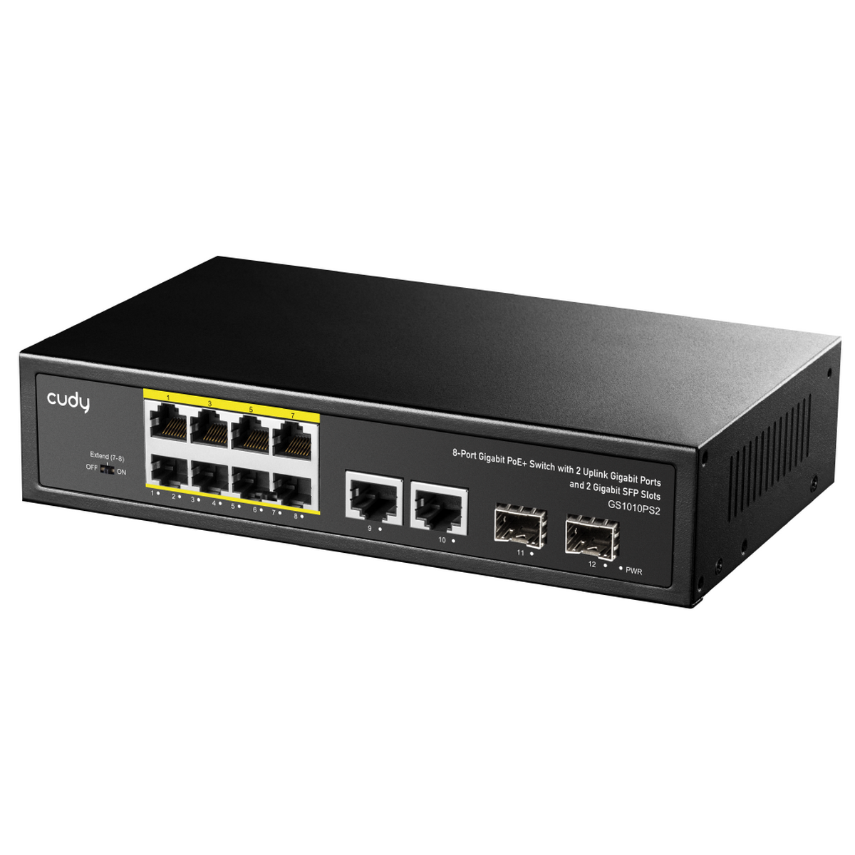 Коммутатор Cudy GS1010PS2 (L2) 10x1Гбит/с 2xКомбо(1000BASE-T/SFP) 2SFP 8PoE 120W неуправляемый
