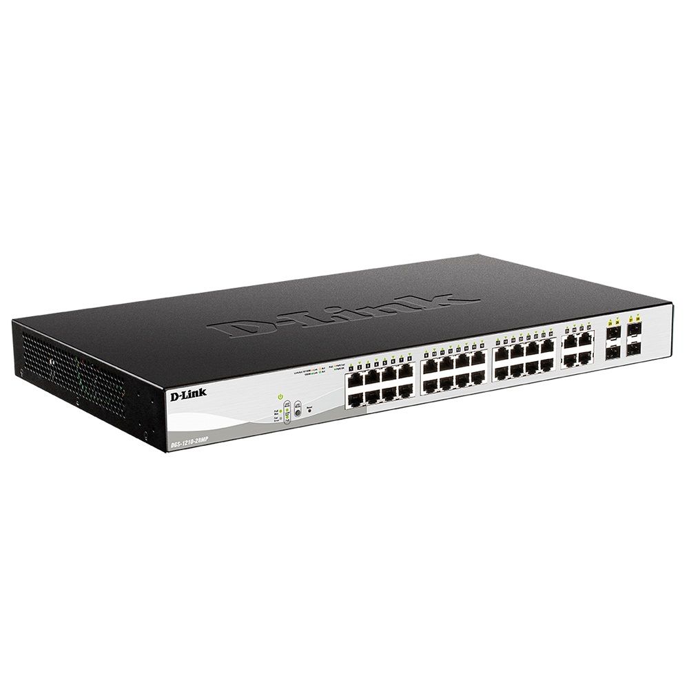 Коммутатор D-Link DGS-1210-28MP/F4A Настраиваемый L2 коммутатор с 24 портами 10/100/1000Base-T и 4 к