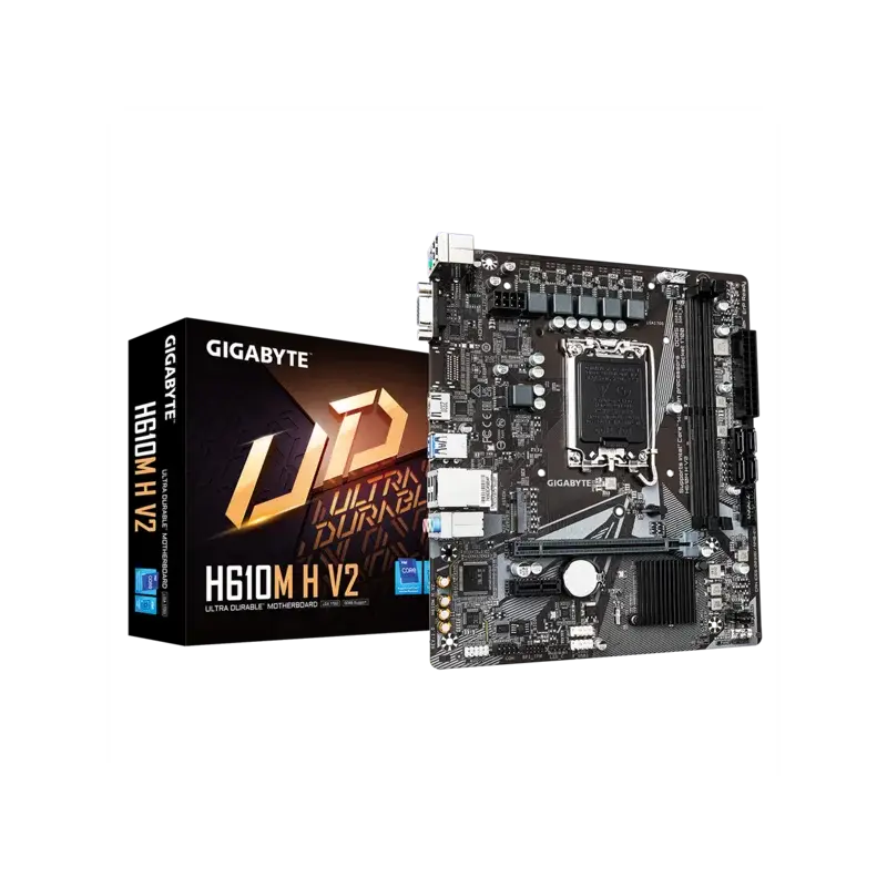Материнская плата Gigabyte H610M H V2 Soc-1700 Intel H610 2xDDR5 mATX AC`97 8ch(7.1) GbLAN+VGA+HDMI