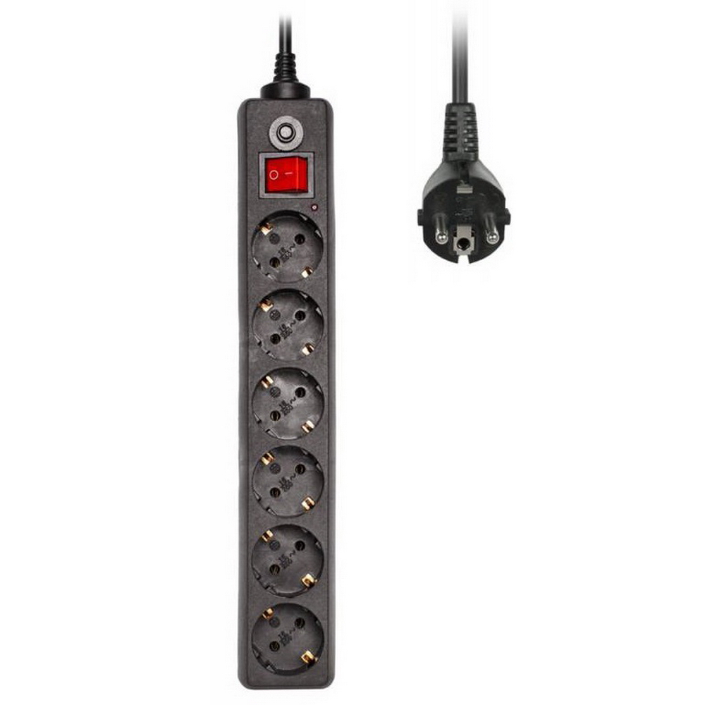 Сетевой фильтр Buro 600SH-3-B 3м (6 розеток) черный (коробка)