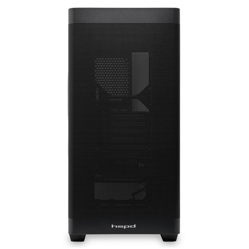 Корпус HSPD M740, Mesh Mid Tower, Black, TG, 0.6 SPCC, no fans, E-ATX, ATX, mATX, mITX, 170/400/200m