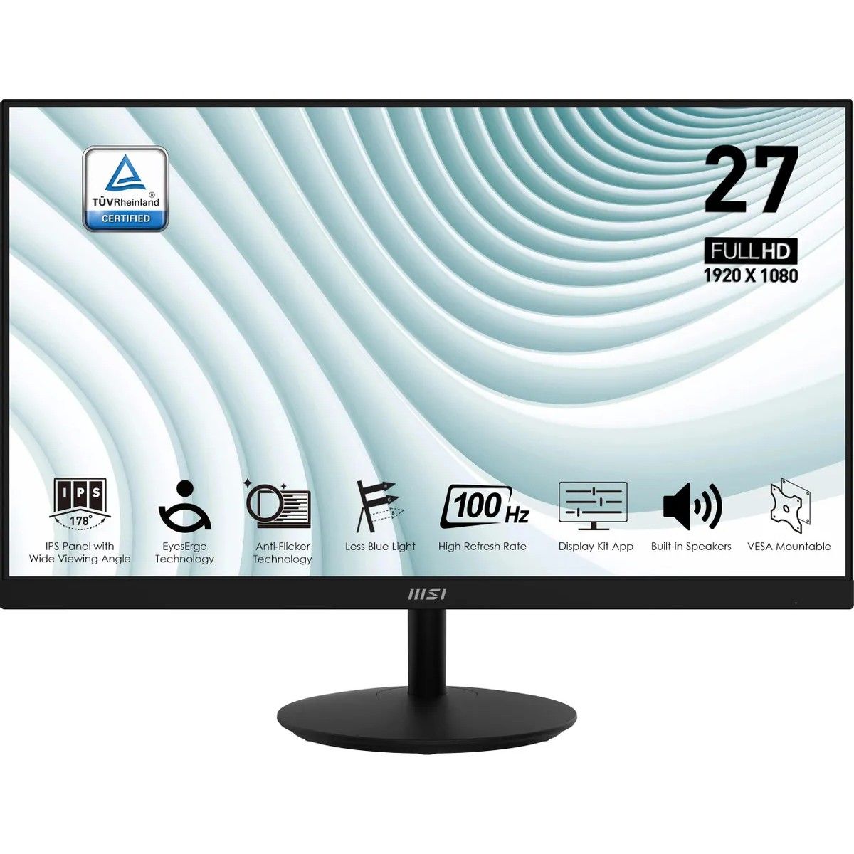Монитор MSI 27" Pro MP271A черный IPS LED 1ms 16:9 HDMI M/M матовая 300cd 178гр/178гр 1920x1080 100Hz VGA DP FHD 3.9кг