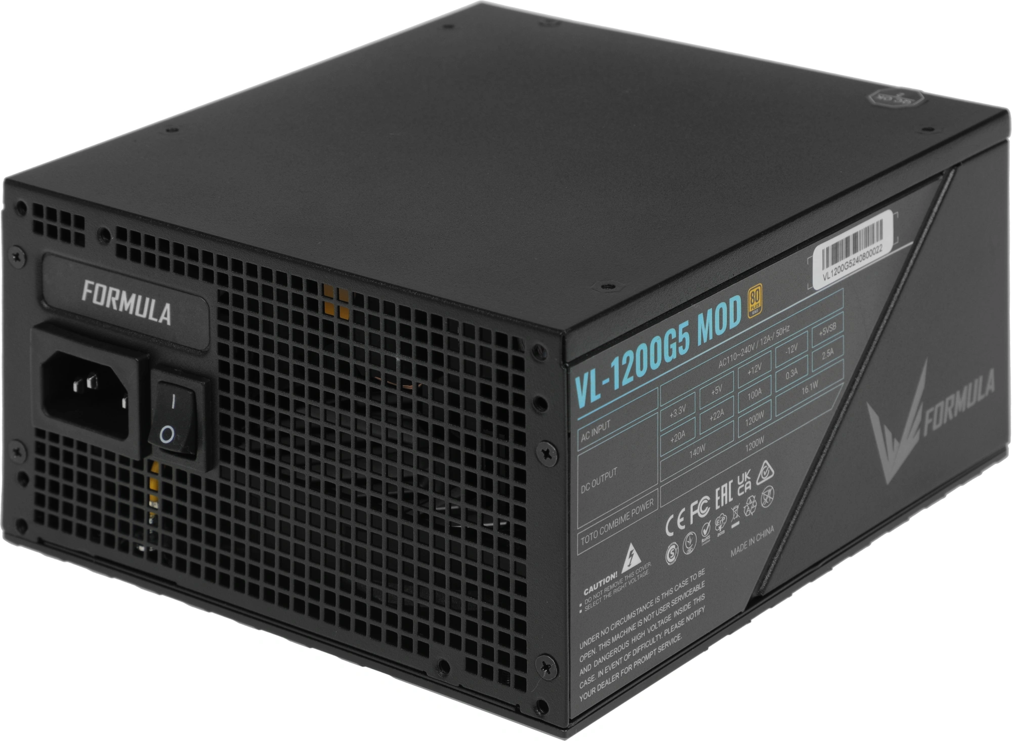 Блок питания Formula ATX 1200W VL-1200G5 MOD Gen.5 80+ gold (20+4pin) APFC 140mm fan lt.blue LED 7xS