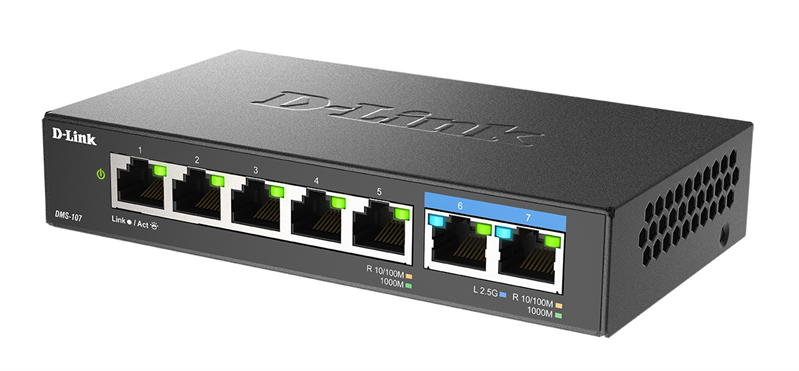D-Link DMS-107/A1A Коммутатор с 5 портами 10/100/1000Base-T и 2 портами 100/1000/2.5GBase-T