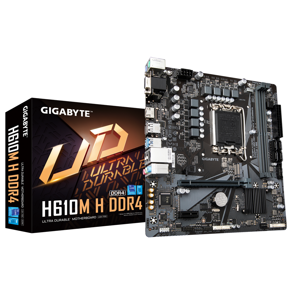 Материнская плата Gigabyte H610M H DDR4 Socket 1700 Intel B660 2xDDR4-3200  D-SUB+HDMI mATX RTL