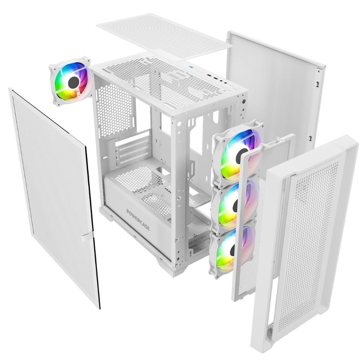 Корпус Powercase Alisio Micro X4W V2, Tempered Glass, 4х 120mm ARGB fans, ARGB HUB, белый, mATX (CAM