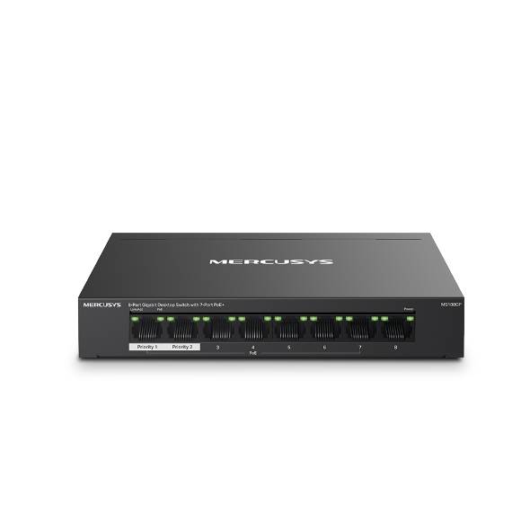Коммутатор Mercusys MS108GP (L2) 8x1Гбит/с 7PoE+ 65W неуправляемый