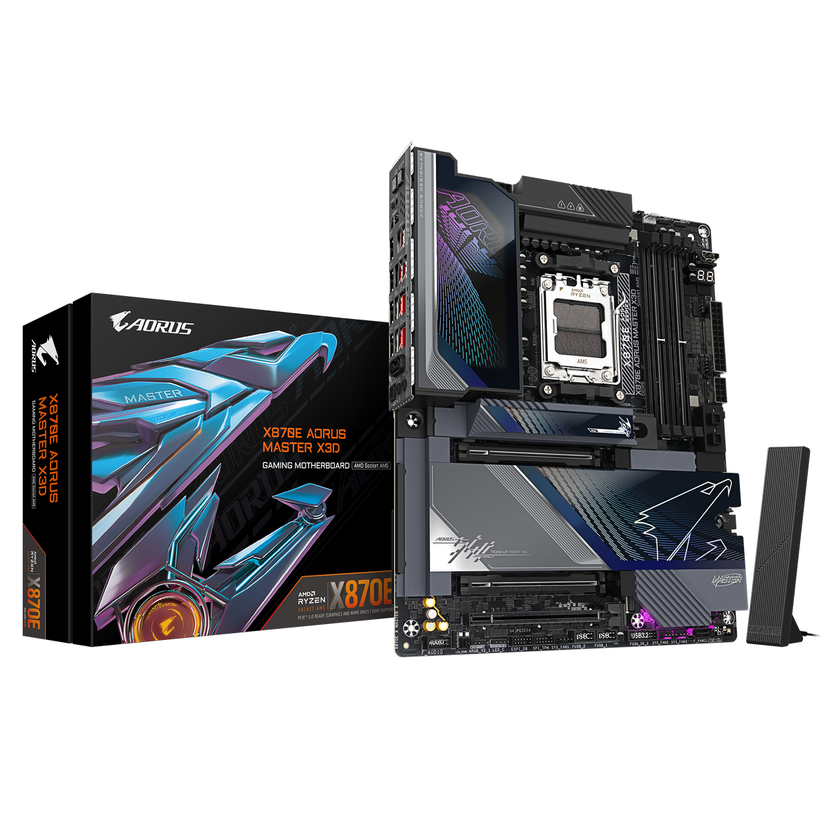 Материнская плата GIGABYTE X870E AORUS MASTER X3D, AM5, X870, 4*DDR5,  4*SATA, 4*M.2, 7*USB 3.2,  2*