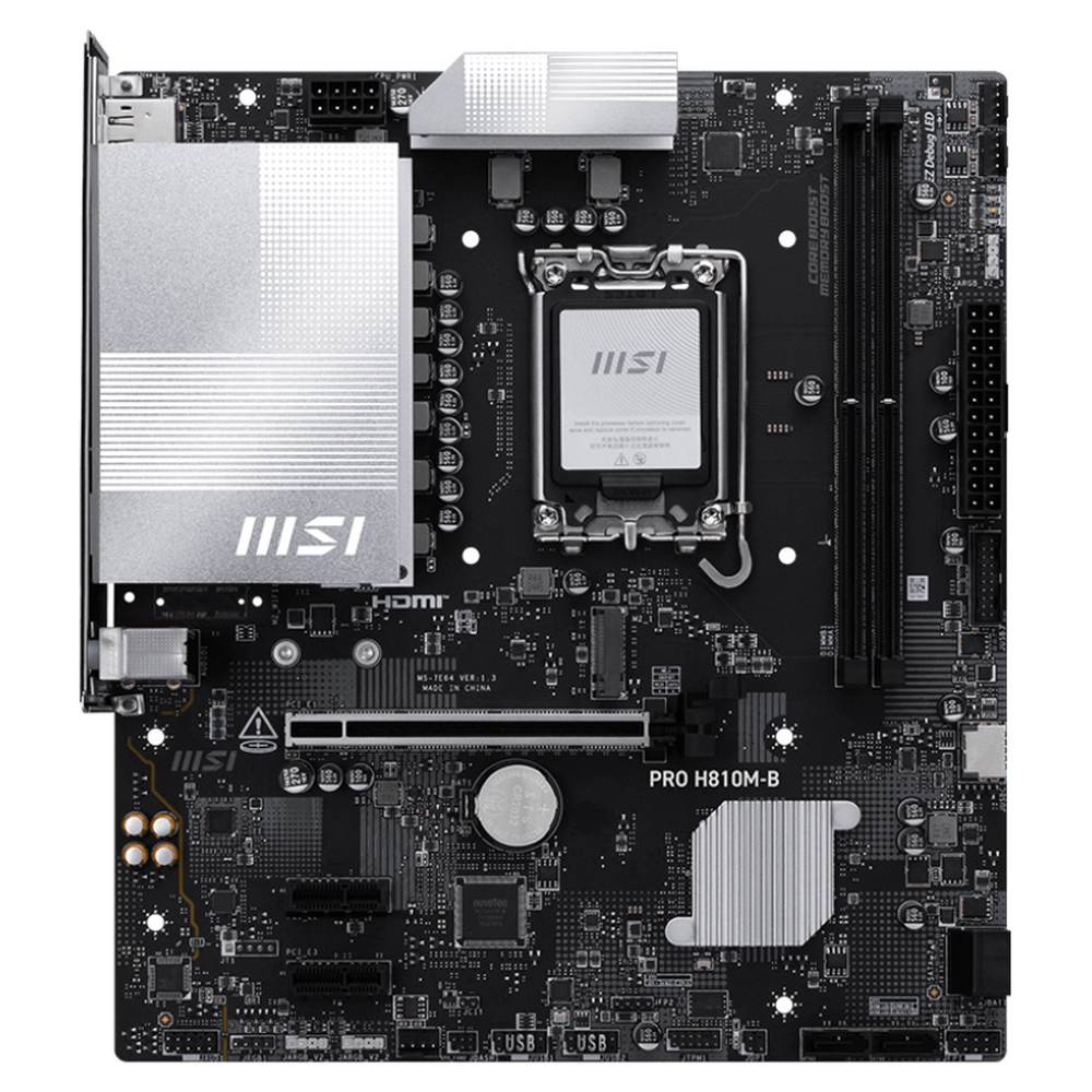 Материнская плата MSI PRO H810M-B H810, LGA1851, 2*DDR5, 1*PCIEx16, 2*PCIEx1, 1*M.2, 1*TypeC, 4*USB3