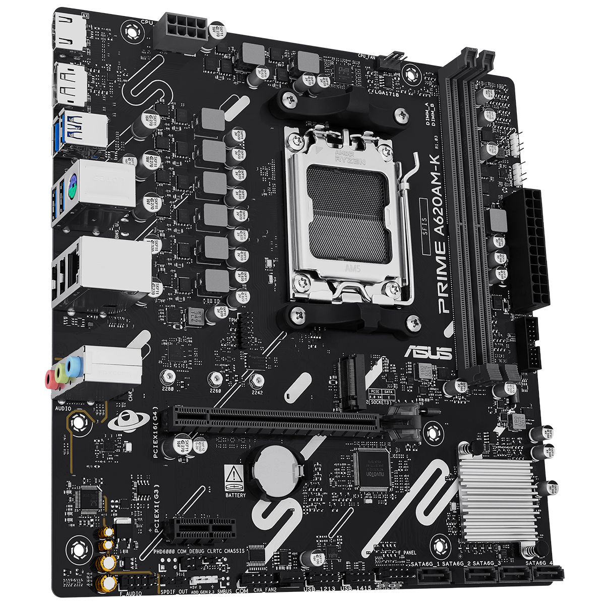 Материнская плата ASUS PRIME A620AM-K, AM5, A620A, 2*DDR5, 4*SATA, 1*M.2, 4*USB 3.2, 2*USB 2.0, 1*PC