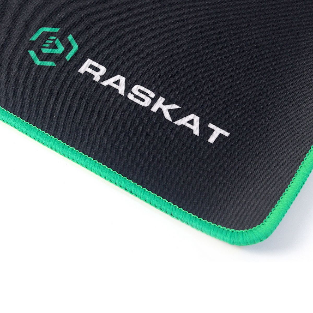Коврик для мышки Raskat XP18 черный с зеленым, тканевый, 400х450х3мм, нейлон + резина, обшитый, RTL