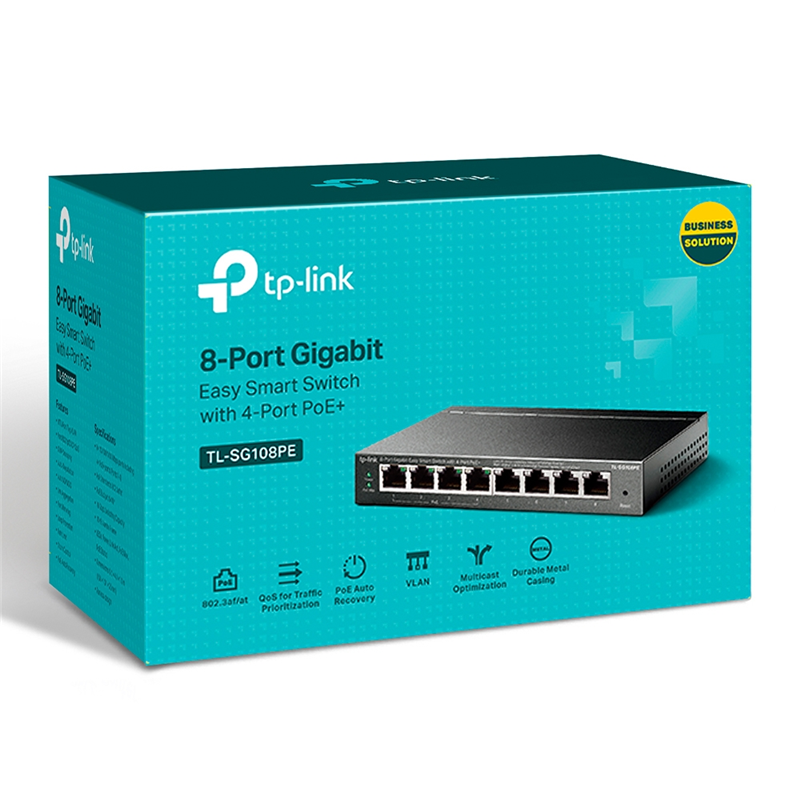 Коммутатор TP-Link TL-SG108PE (L2) 8x1Гбит/с 4PoE+ 64W управляемый