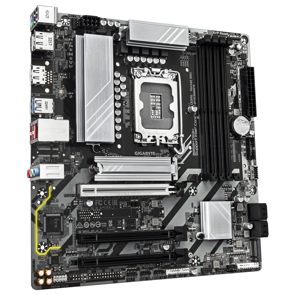 Материнская плата Gigabyte B860M DS3H Soc-1851 Intel B860 4xDDR5 mATX AC`97 8ch(7.1) 2.5Gg RAID+HDMI