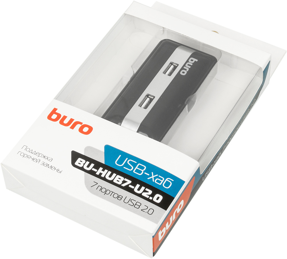 Разветвитель USB 2.0 Buro BU-HUB7-U2.0 7порт. черный