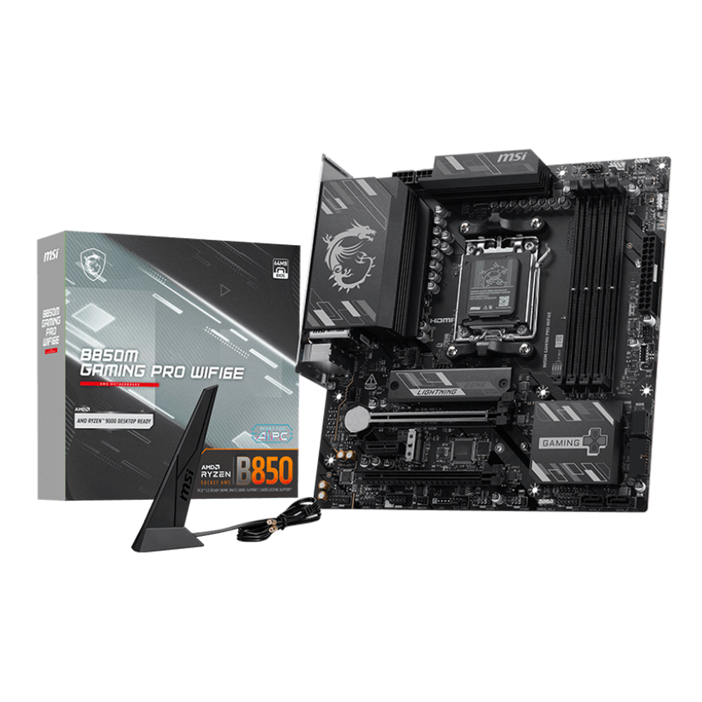 Материнская плата MSI B850M GAMING PRO WIFI6E B850, AM5, 4*DDR5, 4*PCIEx16, 2*M.2, 2*TypeC, 3*USB3.2