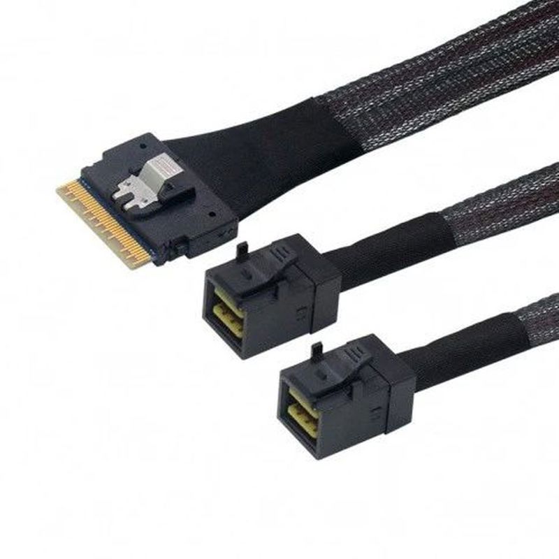 Кабель LR-Link SlimSAS x8 to 2 x miniSAS HD  (SFF-8654 x8 - 2 x SFF-8643) Cable, 800mm